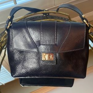 Floto  Sapri Black Leather Crossbody